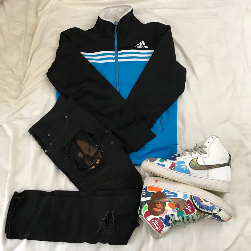 Blue Adidas Track Jacket Zip Up
